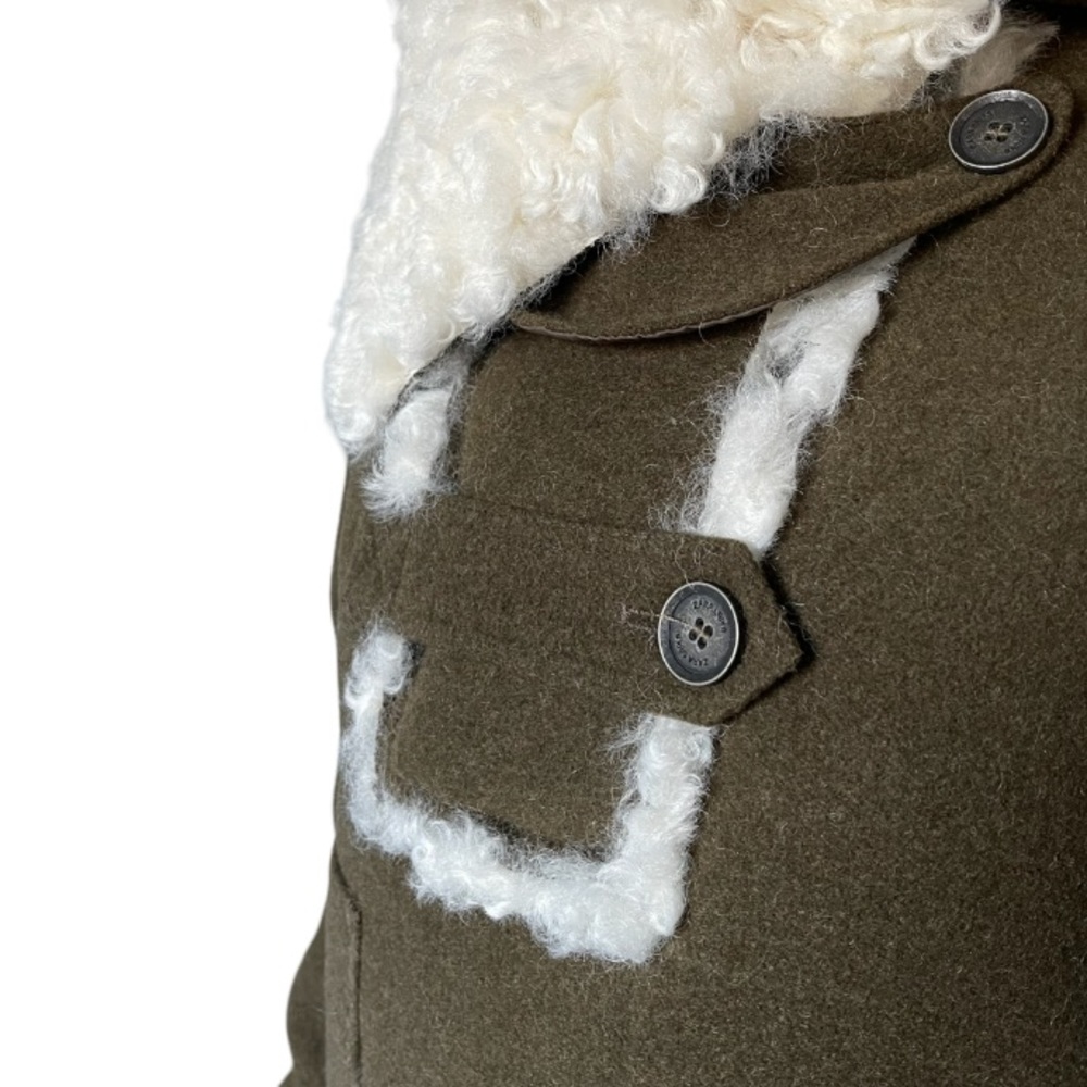 Zara SPRLS Collection khaki Wool Mix Shearling Jacket - Picture 10 of 16